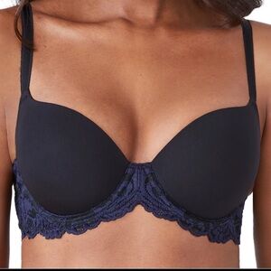 Wacoal Instant Icon T Shirt Bra Black and Blue Lace 853322